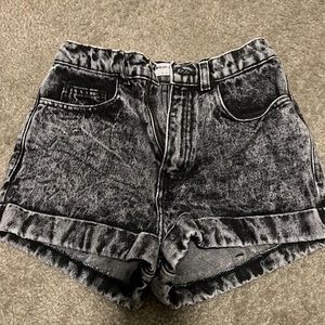 American apparel distressed wash black jean shorts size 26
